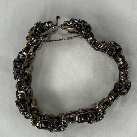 Vintage HOLLY CRAFT blue rhinestone bracelet 1952 great condition safety clasp - Picture 12 of 14